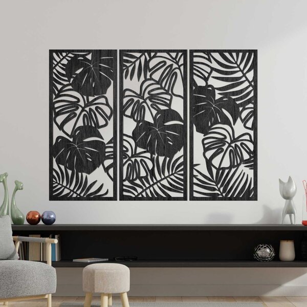 Trojdielny obraz na stenu s listom monstera | TROPICI: Preglejka Topoľ - Honey 3071 60 x 45 cm 4490-95690 PR0533