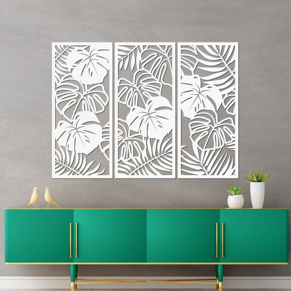 Trojdielny obraz na stenu s listom monstera | TROPICI: Preglejka Topoľ - Honey 3071 60 x 45 cm 4490-95690 PR0533