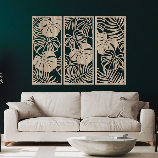 Tropické listy monstera a papraď | LIBOGA: HDF - Javor 60 x 45 cm 4491-101731 HDF0533