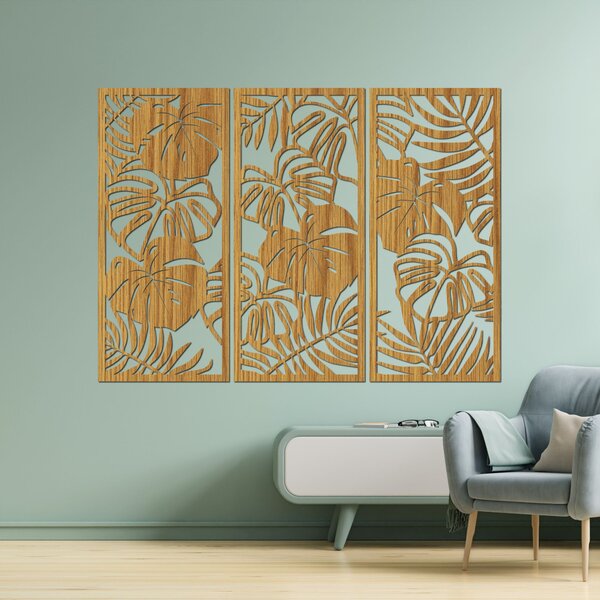 Tropické listy monstera a papraď | LIBOGA: HDF - Javor 60 x 45 cm 4491-101731 HDF0533