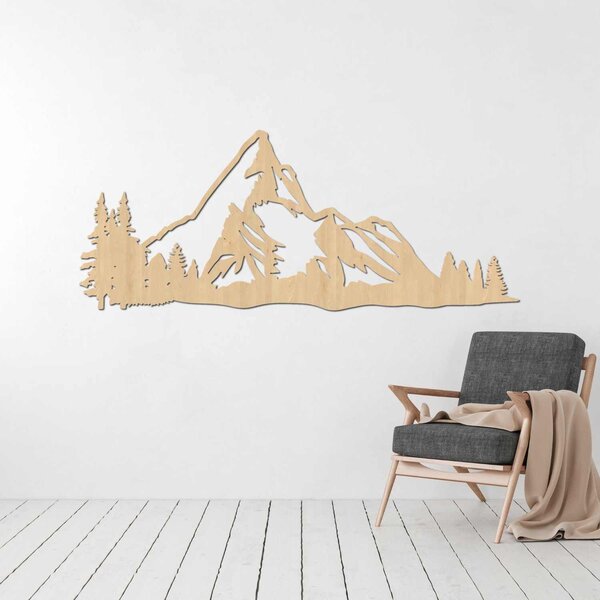 Drevený obraz Horská panoráma – Moderná nástenná dekorácia z dreva | TANA: HDF - Javor 40 x 16 cm 4493-96076 HDF0527