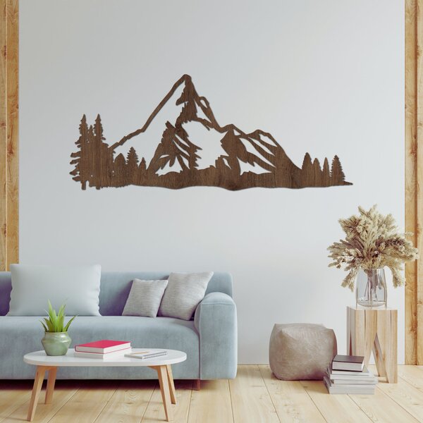 Drevený obraz Horská panoráma – Moderná nástenná dekorácia z dreva | TANA: HDF - Javor 40 x 16 cm 4493-96076 HDF0527