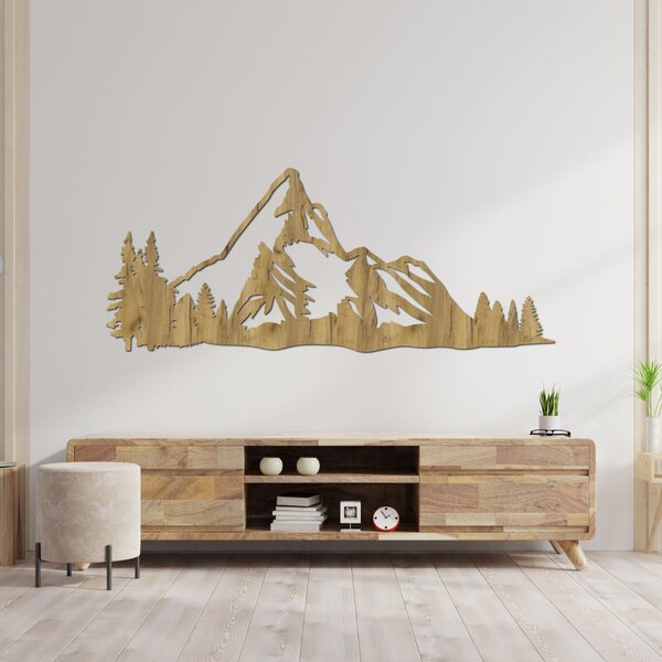Drevený obraz Horská panoráma – Moderná nástenná dekorácia z dreva | TANA: HDF - Javor 40 x 16 cm 4493-96076 HDF0527