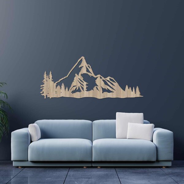 Drevený obraz Horská panoráma – Moderná nástenná dekorácia z dreva | TANA: HDF - Javor 40 x 16 cm 4493-96076 HDF0527