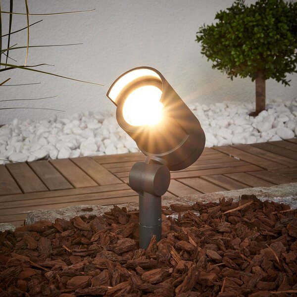 Lucande LED reflektor Beatrix, antracitová farba, hliník, 45,7 cm, Čierna, Hliník, Moderný, Vonkajše bodové svietidlo / bodateľné do zeme
