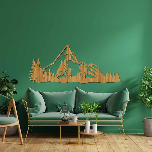 Drevený obraz Horská panoráma – Moderná nástenná dekorácia z dreva | TANA: HDF - Javor 40 x 16 cm 4493-96076 HDF0527