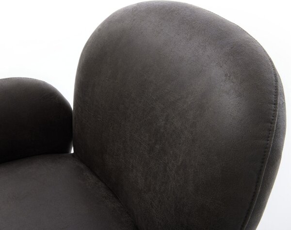 DELIFE Otočná jedálenská stolička Nube-Flex s opierkami mikrovlákno antracit vintage krížová podstava široká titanový efekt 360° otočná hojdacia funkcia vrecková pružina