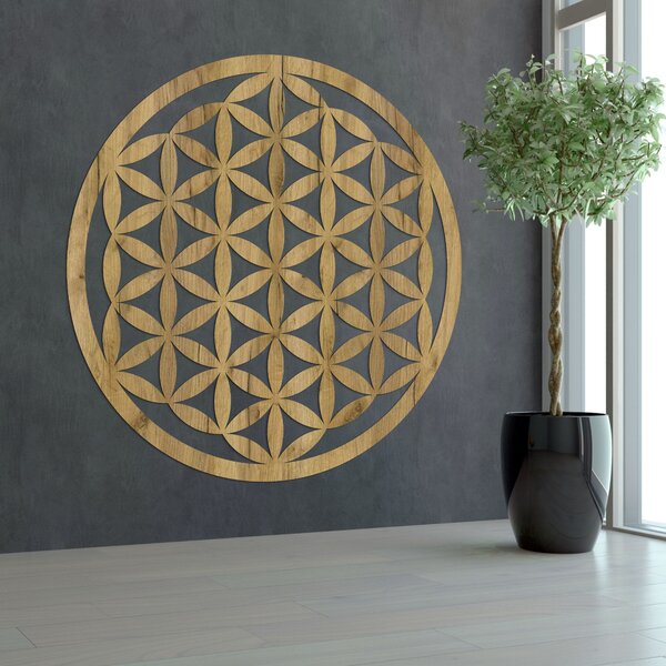Elegantná vyrezávaná drevená mandala na stenu - FLORUM: HDF - Javor 20 cm 4495-96546 HDF0166