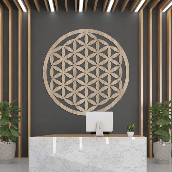 Elegantná vyrezávaná drevená mandala na stenu - FLORUM: HDF - Javor 20 cm 4495-96546 HDF0166