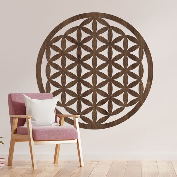 Elegantná vyrezávaná drevená mandala na stenu - FLORUM: HDF - Javor 20 cm 4495-96546 HDF0166