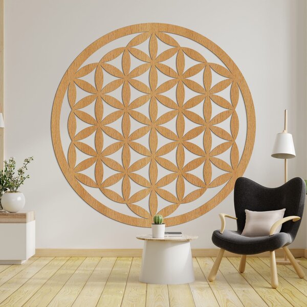 Elegantná vyrezávaná drevená mandala na stenu - FLORUM: HDF - Javor 20 cm 4495-96546 HDF0166