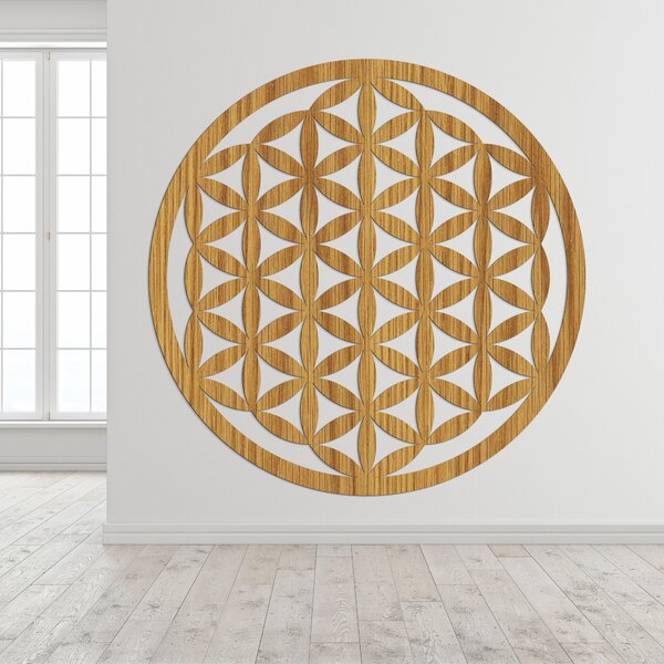 Elegantná vyrezávaná drevená mandala na stenu - FLORUM: HDF - Javor 20 cm 4495-96546 HDF0166