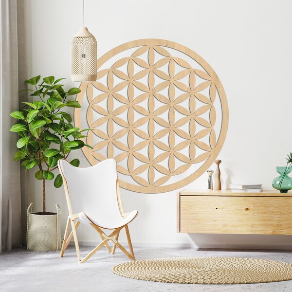 Elegantná vyrezávaná drevená mandala na stenu - FLORUM: HDF - Javor 20 cm 4495-96546 HDF0166