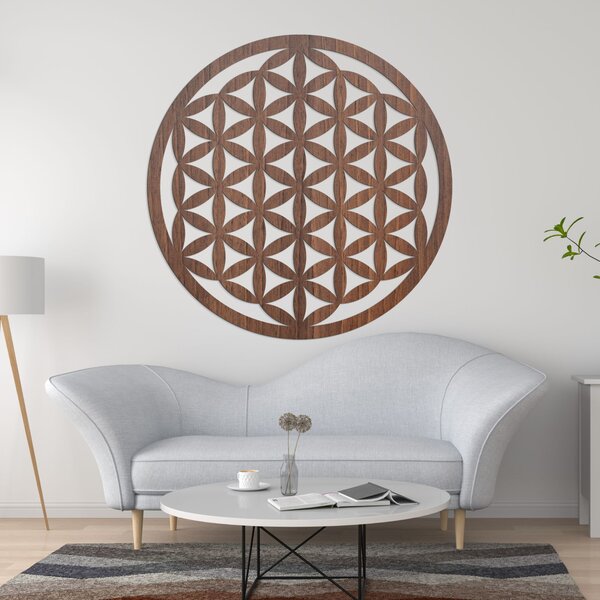 Elegantná vyrezávaná drevená mandala na stenu - FLORUM: HDF - Javor 20 cm 4495-96546 HDF0166