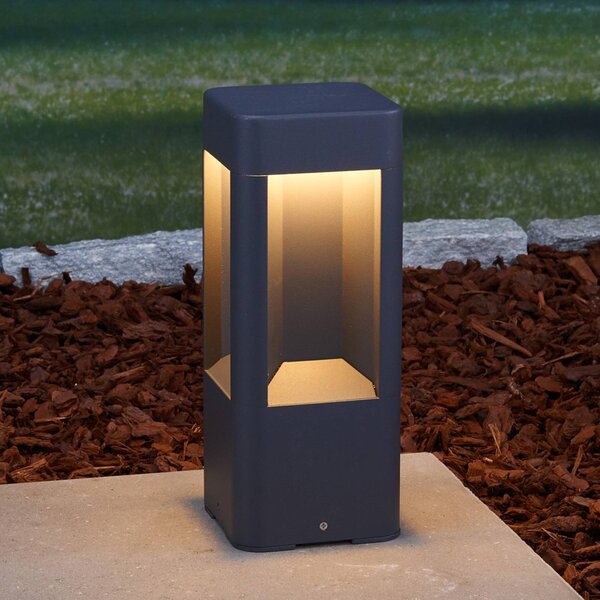 Lucande LED svietidlo na podstavci Annika, antracitová farba, kov, 30 cm, Čierna, Hliník, Moderný, Vonkajčie stĺpové osvetlenie