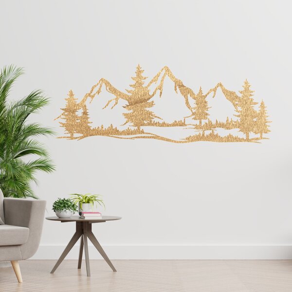 Drevená dekorácia na stenu mohutné hory a les | MAGNA: Preglejka Topoľ - Honey 3071 40 x 15 cm 4499-96863 PR0521