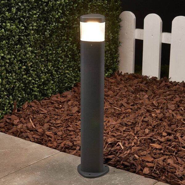 Lucande LED podlahové svietidlo Milou, výška 50 cm, antracitová farba, hliník, Čierna, Hliník, Moderný, Vonkajčie stĺpové osvetlenie