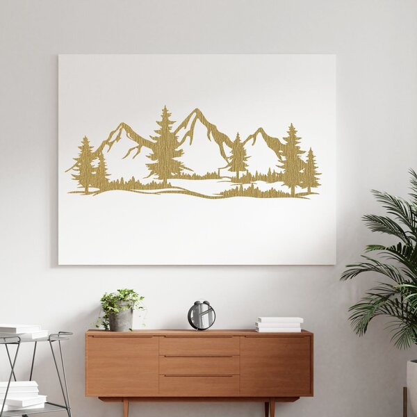Drevená dekorácia na stenu mohutné hory a les | MAGNA: Preglejka Topoľ - Honey 3071 40 x 15 cm 4499-96863 PR0521
