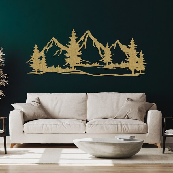 Drevená dekorácia na stenu mohutné hory a les | MAGNA: Preglejka Topoľ - Honey 3071 40 x 15 cm 4499-96863 PR0521