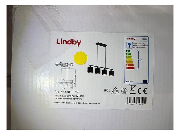 Lindby Lindby - Luster na lanku VASILIA 4xE14/28W/230V LW0422 + záruka 3 roky zadarmo