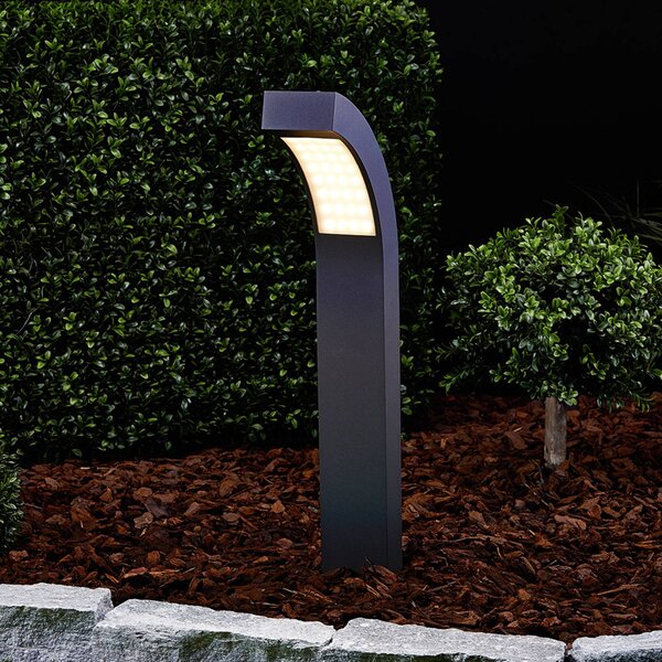 Lucande LED podstavné svietidlo Lennik, 60 cm, antracit, kov, Čierna, Hliník, Moderný, Vonkajčie stĺpové osvetlenie