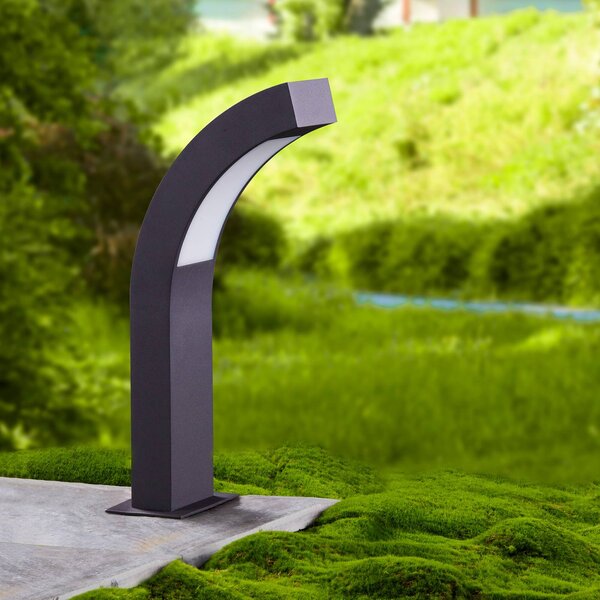 Lucande LED podstavné svietidlo Lennik, 40 cm, antracit, kov, Čierna, Hliník, Moderný, Vonkajčie stĺpové osvetlenie