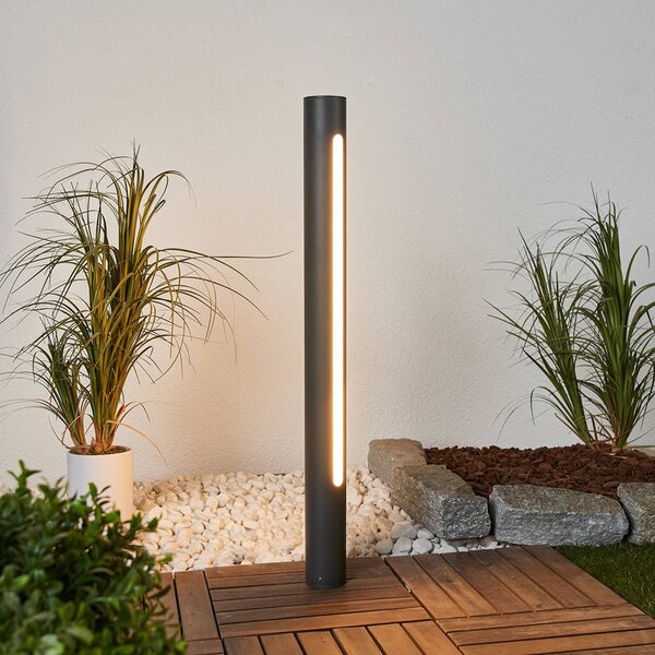 Projekčná lampa Lucande Tomas LED, 75 cm, tmavosivá, IP54, Hliník / sivá / zinok, Hliník, Moderný, Osvetlenie príjazdovej cesty