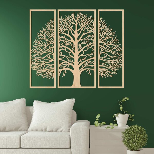 Drevená nástenná dekorácia Strom života: 3-dielna drevená dekorácia na stenu | DIVISA: HDF - Javor 40 x 33 cm 4682-111194 HDF0179-akcia20