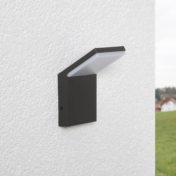 Lucande LED vonkajšie nástenné svietidlo Nevio, 17 cm, antracit, hliník, Čierna, Hliník, Moderný, Nástenné svietidlo