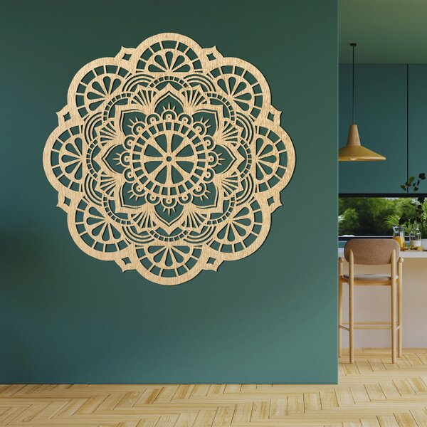 Drevená dekorácia na stenu mandala svetla - LUMINA: Preglejka Topoľ - Honey 3071 20 cm 4514-97540 PR0508