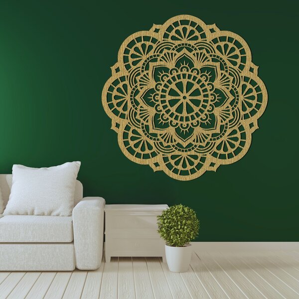 Drevená dekorácia na stenu mandala svetla - LUMINA: Preglejka Topoľ - Honey 3071 20 cm 4514-97540 PR0508