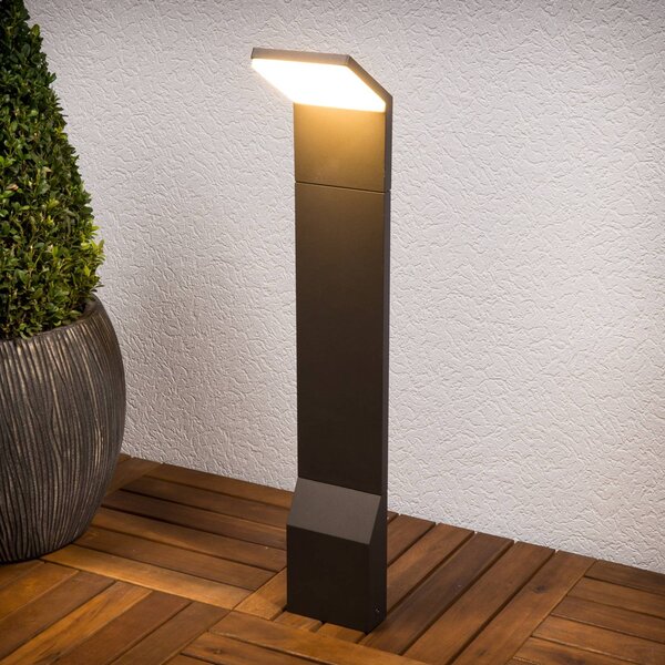 Svetlo Lucande LED na chodník Nevio, 60 cm, antracit, kov, Čierna, Hliník, Moderný, Osvetlenie príjazdovej cesty