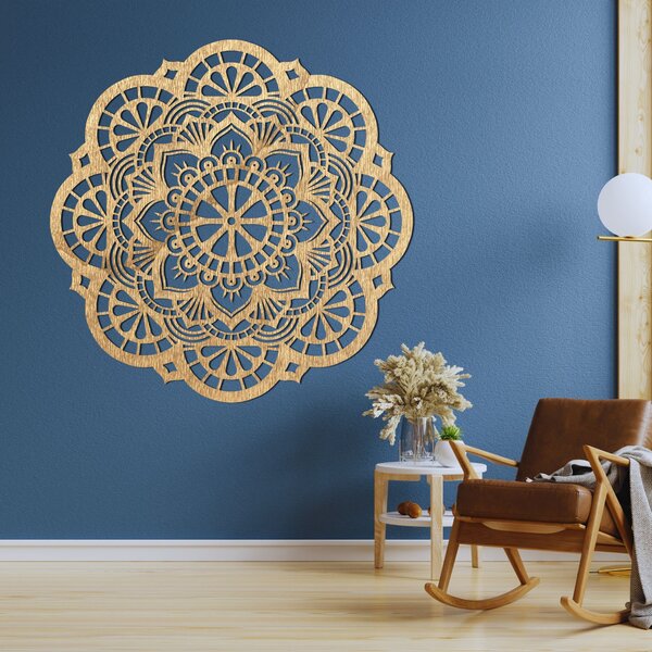 Drevená dekorácia na stenu mandala svetla - LUMINA: Preglejka Topoľ - Honey 3071 20 cm 4514-97540 PR0508