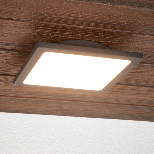 Lucande LED vonkajšia stropná lampa Mabella, 23 cm, senzor, IP65, Čierna, Hliník, Moderný, Stropné svetlo