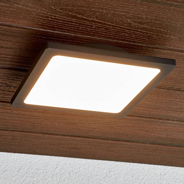 Lucande LED vonkajšie stropné svietidlo Mabella, 23 cm, antracit, Čierna, Hliník, Moderný, Stropné svetlo