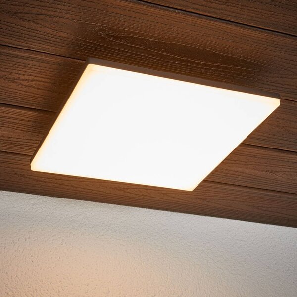 Lucande Stropné svietidlo LED Henni, IP65, senzor, 30x30 cm, antracit, Hliník / sivá / zinok, Moderný, Stropné svetlo