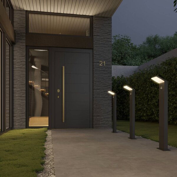 Arcchio LED svetlo na chodník Yolena, senzor, 100 cm, antracit, Čierna, Hliník, Moderný, Osvetlenie príjazdovej cesty