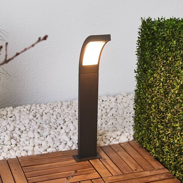 Lucande LED stĺpikové svetlo Juvia, 60 cm, antracitová farba, IP54, Čierna, Hliník, Moderný, Osvetlenie príjazdovej cesty