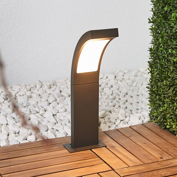 Lucande LED podstavné svietidlo Juvia, 40 cm, antracit, IP54, Čierna, Hliník, Moderný, Vonkajčie stĺpové osvetlenie