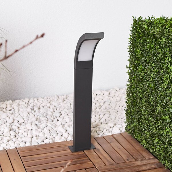 Lucande LED stĺpikové svetlo Juvia, 60 cm, antracitová farba, IP54, Čierna, Hliník, Moderný, Osvetlenie príjazdovej cesty