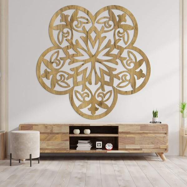 Drevený obraz na stenu mandala tajomný kvet - AURELIA: HDF - Javor 20 cm 4522-98569 HDF0321
