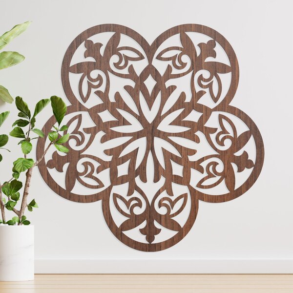 Drevený obraz na stenu mandala tajomný kvet - AURELIA: HDF - Javor 20 cm 4522-98569 HDF0321
