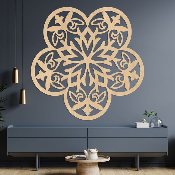 Drevený obraz na stenu mandala tajomný kvet - AURELIA: HDF - Javor 20 cm 4522-98569 HDF0321