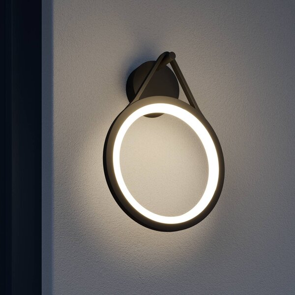 Lucande LED vonkajšie nástenné svietidlo Mirco, 30 cm, čierne, IP65, Čierna, Hliník, Moderný, Nástenné svietidlo