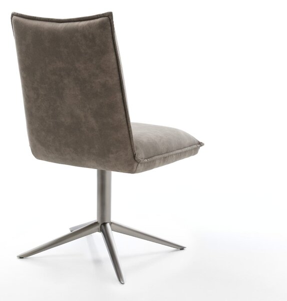 DELIFE Otočná jedálenská stolička Lelio-Flex mikrovlákno taupe vintage podstava grafit 360° otočná hojdacia funkcia vrecková pružina