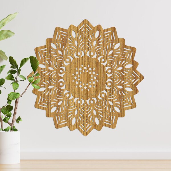 Drevený obraz na stenu mandala v tvare slnka - IGNEUS: HDF - Javor 20 cm 4525-99574 HDF0319-B