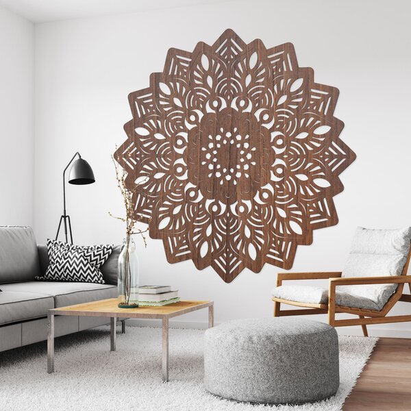 Drevený obraz na stenu mandala v tvare slnka - IGNEUS: HDF - Javor 20 cm 4525-99574 HDF0319-B