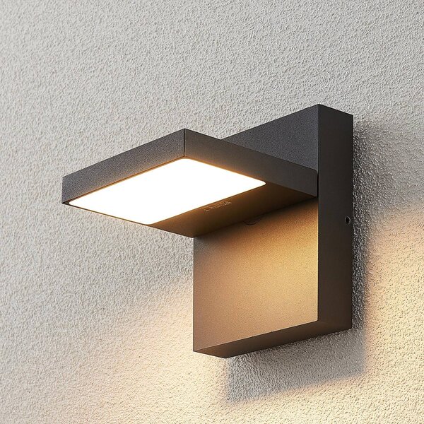Lucande LED vonkajšie nástenné svietidlo Silvan, antracit, IP65, 14 cm