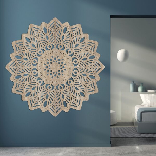 Drevený obraz na stenu mandala v tvare slnka - IGNEUS: HDF - Javor 20 cm 4525-99574 HDF0319-B