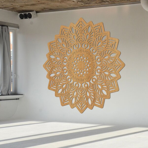 Drevený obraz na stenu mandala v tvare slnka - IGNEUS: HDF - Javor 20 cm 4525-99574 HDF0319-B